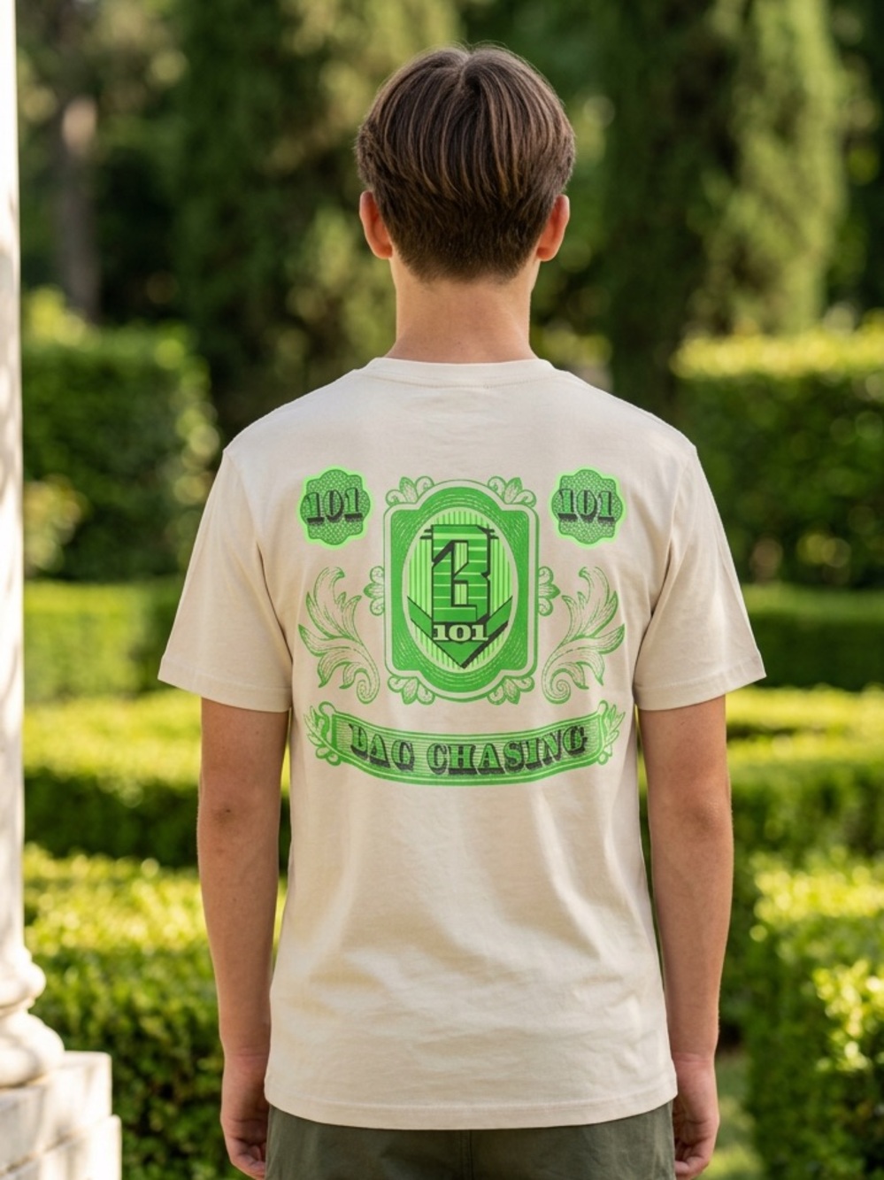 NWT Baseball Lifestyle 101 Men’s Cream Green Graphic Bag Chaser T-Shirt - L